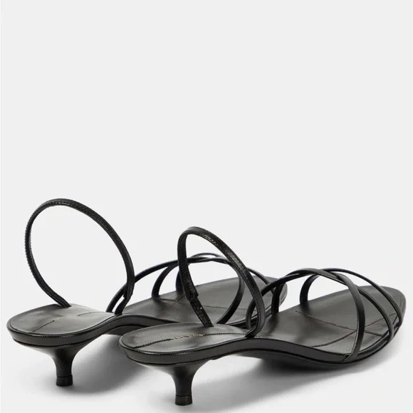 The Row Harlow Black Strappy Slingback Kitten Heel Sandals - Picture 3 of 6